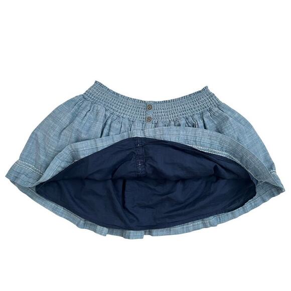 Abercrombie & Fitch Blue Chambray Smocked Elastic Waist Micro Miniskirt Size S/M - Picture 8 of 8